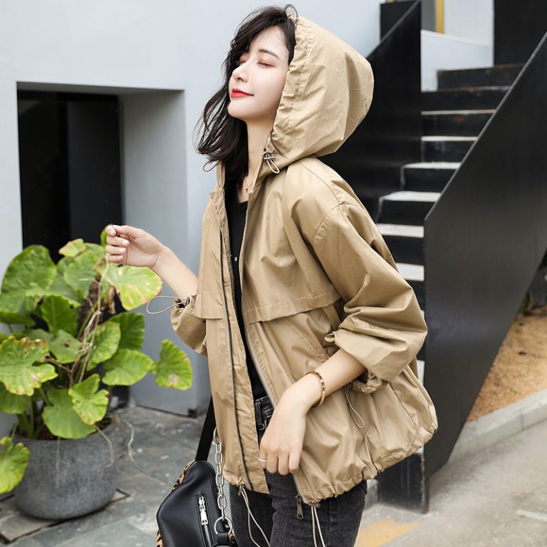 Short korean style loose windbreaker jacket
