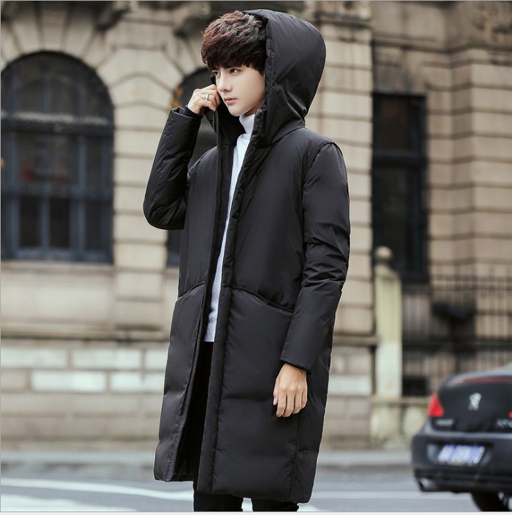 Simple and fashionable men's long puffer jacket