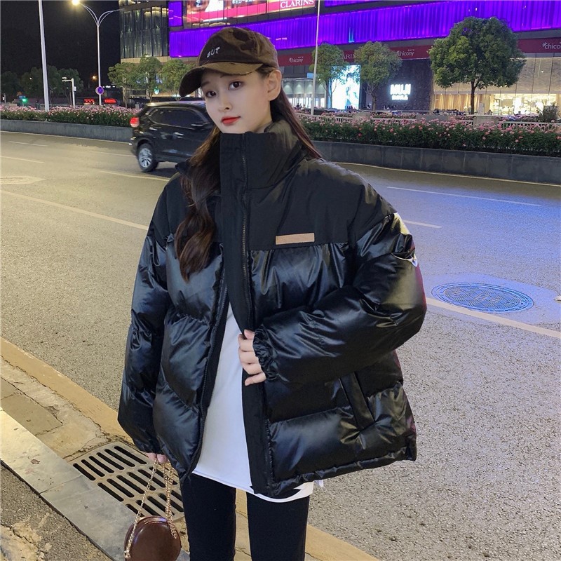 Stand-up collar Korean loose solid color puffer jacket