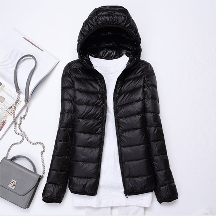 Ultralight stand-up collar hooded puffer jacket