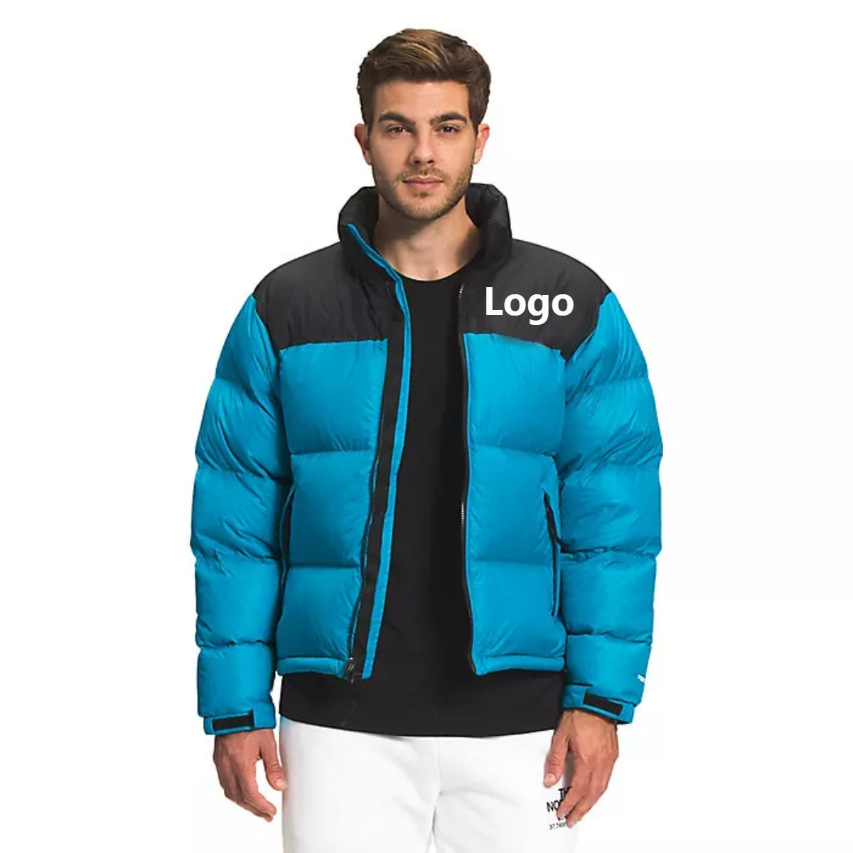 Shiny puffer jacket men winter faux